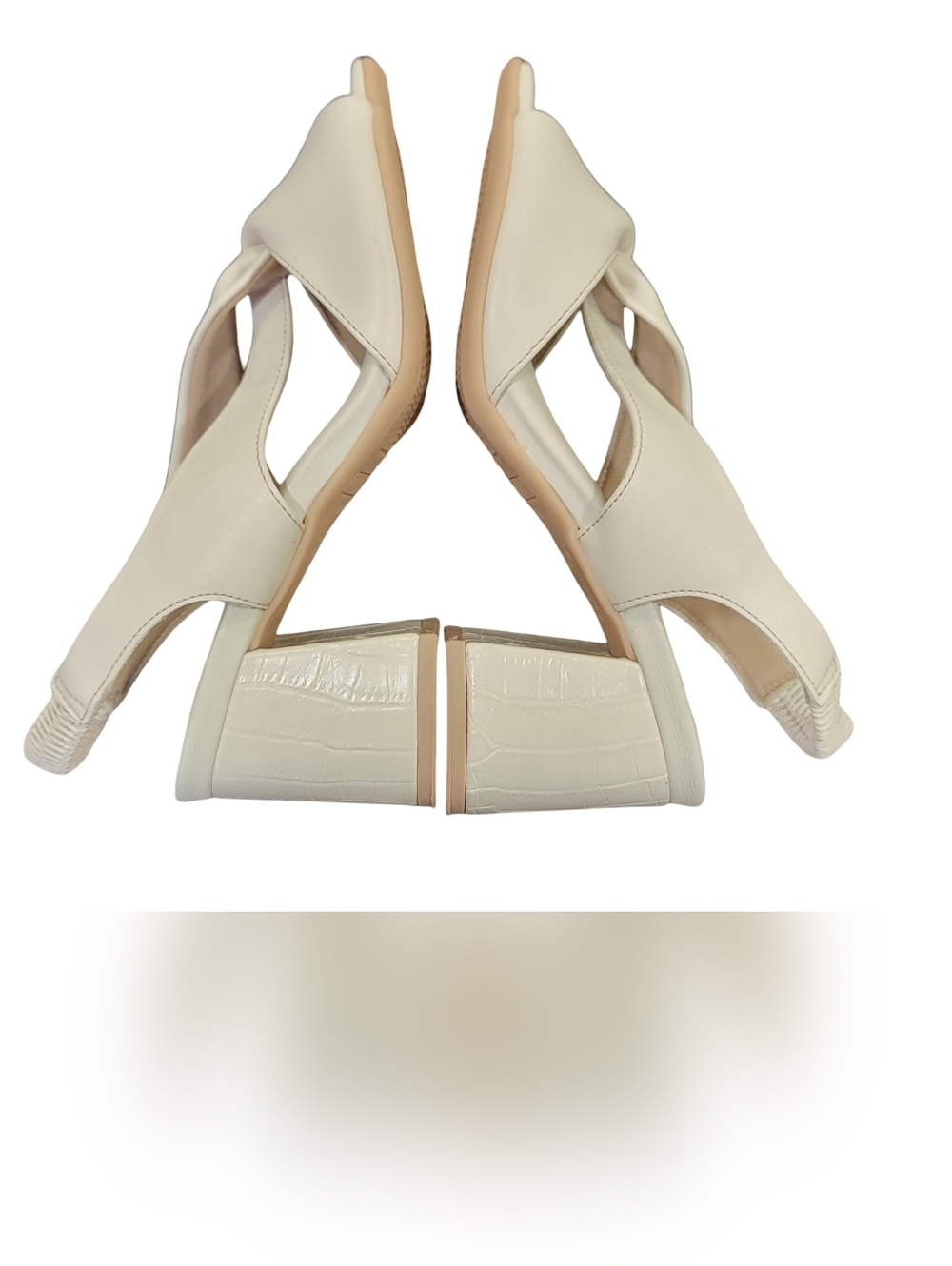 Piccadilly Off-White High Heeled Sandals Chunky Heel Cream Women's Size 4 - Picture 11 of 17